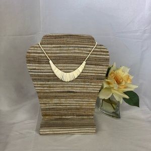 Vintage Cream Enamel Statement Fringe Necklace